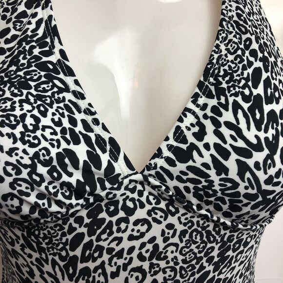 Old Navy One Piece Swimsuit Women XS Black White Animal Print Halter Padded - Picture 5 of 11